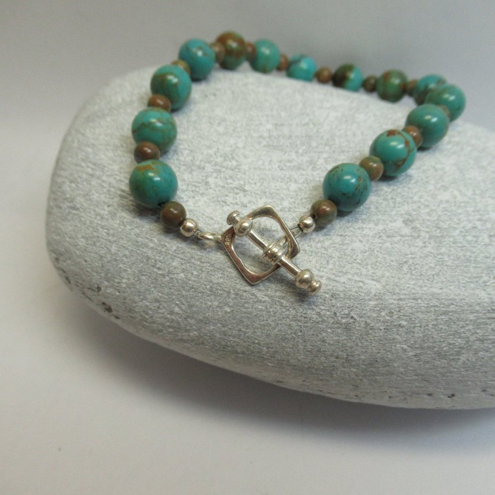 Turquoise and Rhyolite Bracelet - Picture 5 of 13